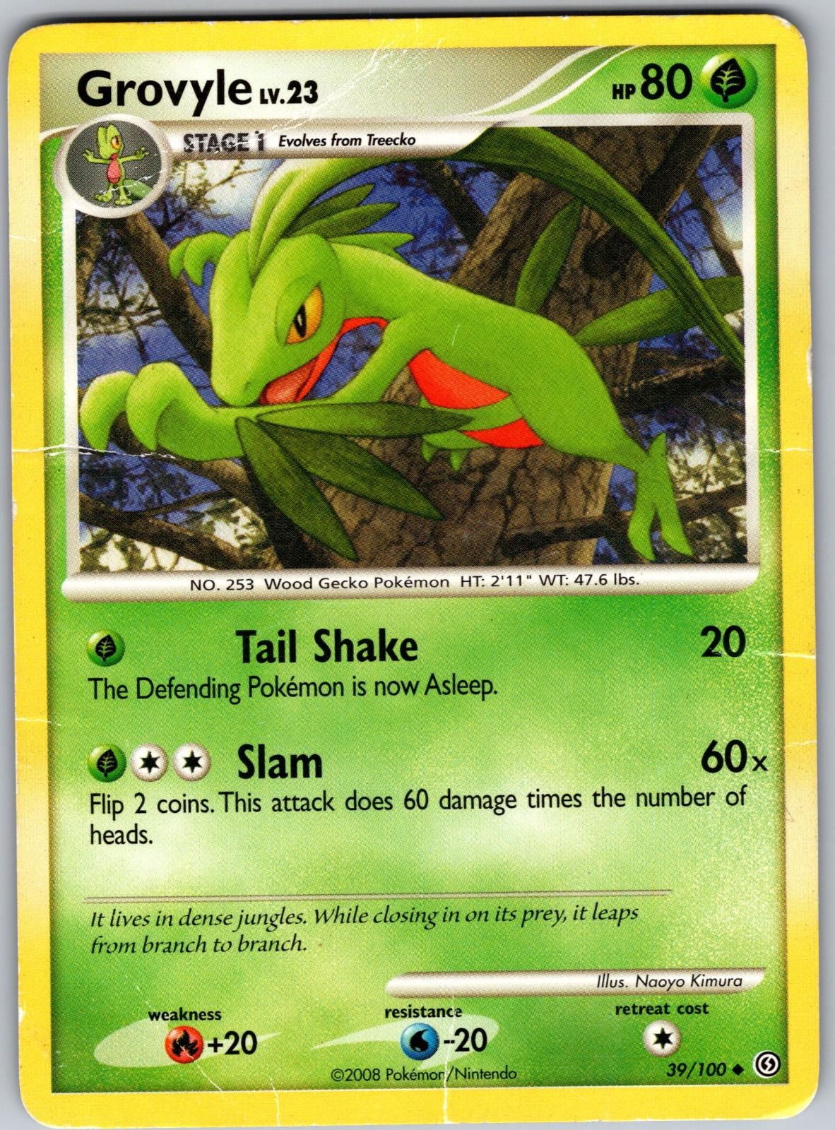 Grovyle 39/100 Uncommon Stormfront Pokemon Damaged