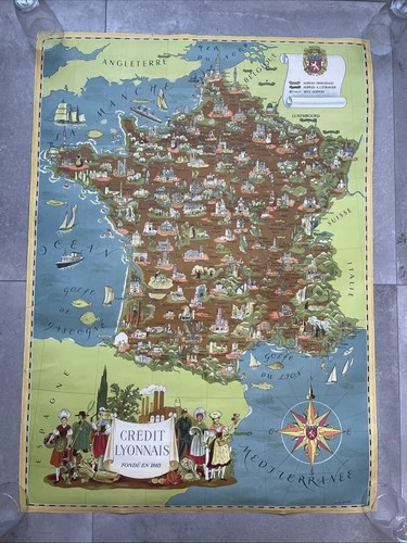 Antique Lucien Boucher poster - Crédit Lyonnais - France - 69.5 x 95.7 cm