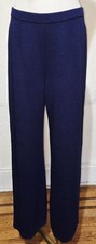 St John Collection Navy Blue Classic Knit Wide Leg Pants Size 10
