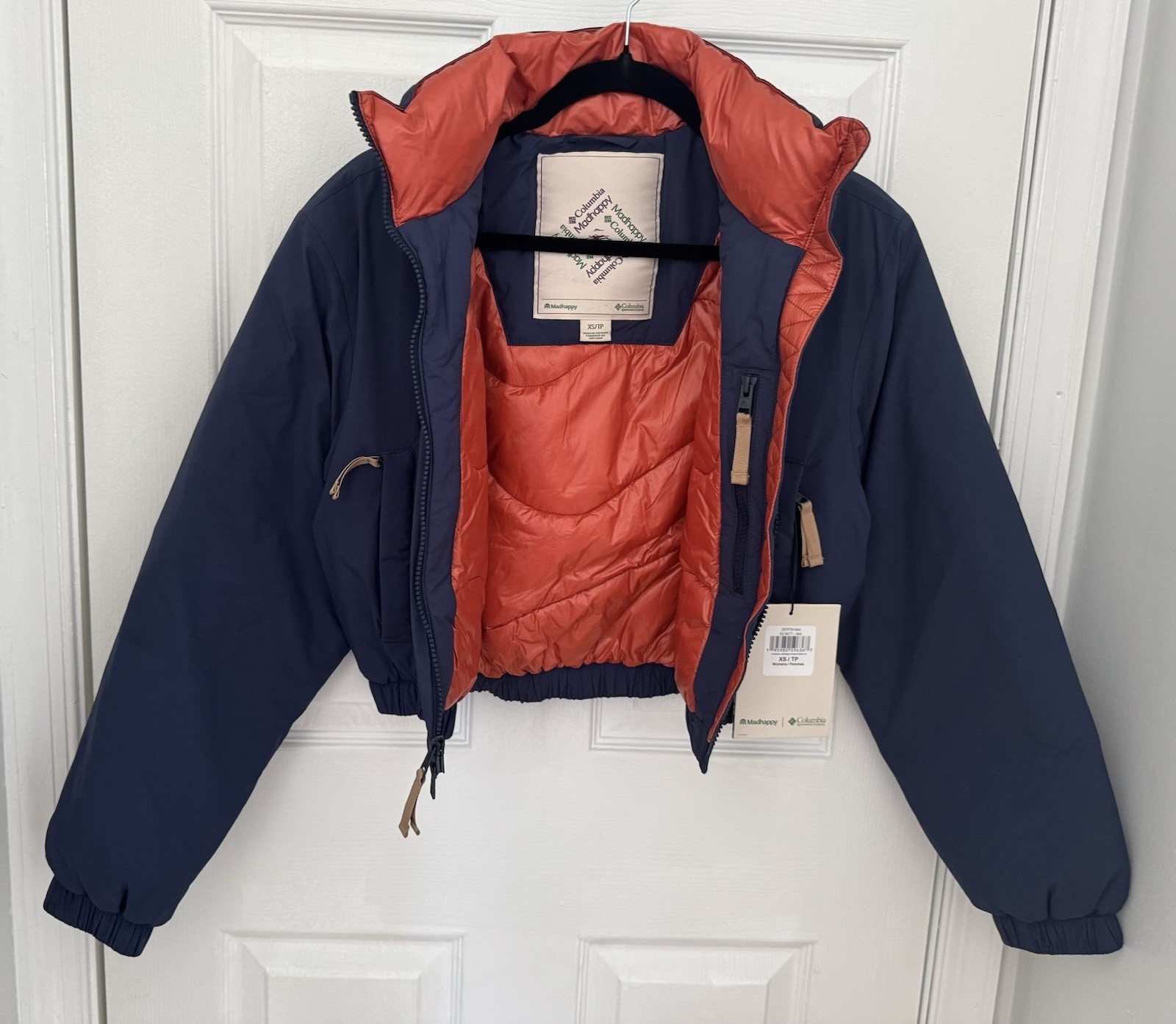 Madhappy x Columbia XS Cropped Quilted women's Jacket Navy NWT thumbnail 2