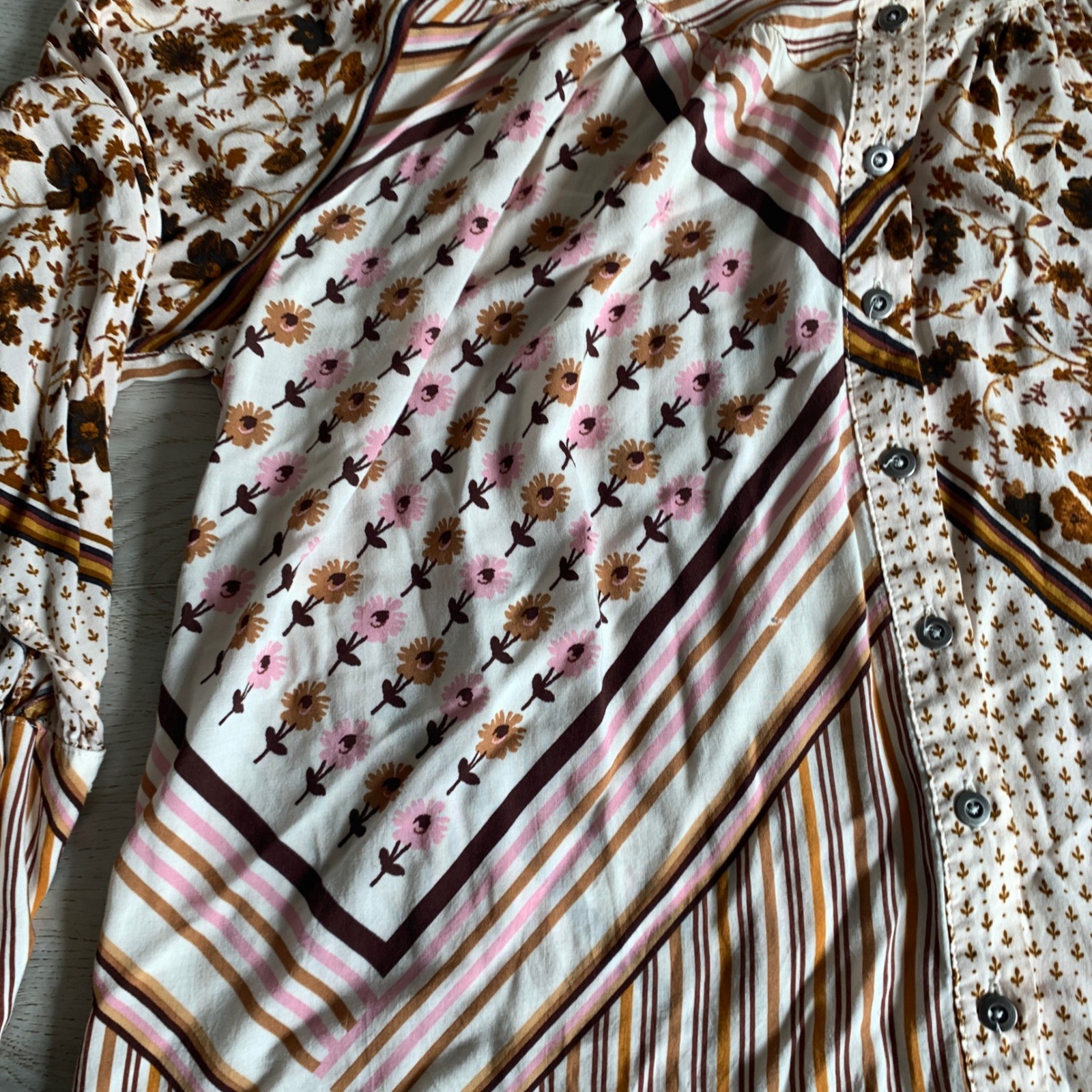 Free People Hazel Patchwork Button Down Blouse in… - image 11