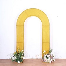 8ft GOLD Shimmer Fitted Spandex Open Arch Double Sided Backdrop STAND COVER