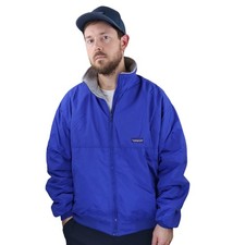Vtg Patagonia Shelled Synchilla Fleece Bomber Jacket Mens XL Blue Made In USA