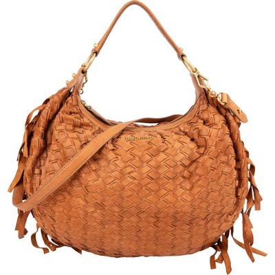 Miu Miu Woven Leather Fringe Hobo Shoulder Bag Tasche