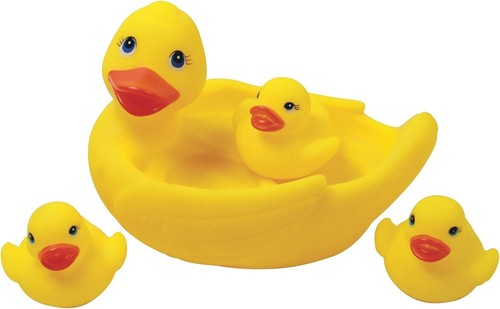 Set of 4 Duck Toys Rubber Baby Bath Animal Family Toys