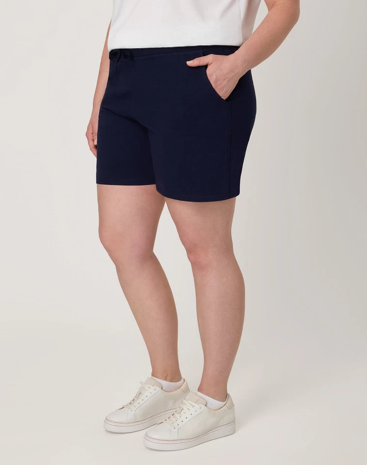 Hanes Womens Jersey Shorts w Pockets Drawstring Super Soft 100% Cotton 7" Inseam - Image 2 of 4