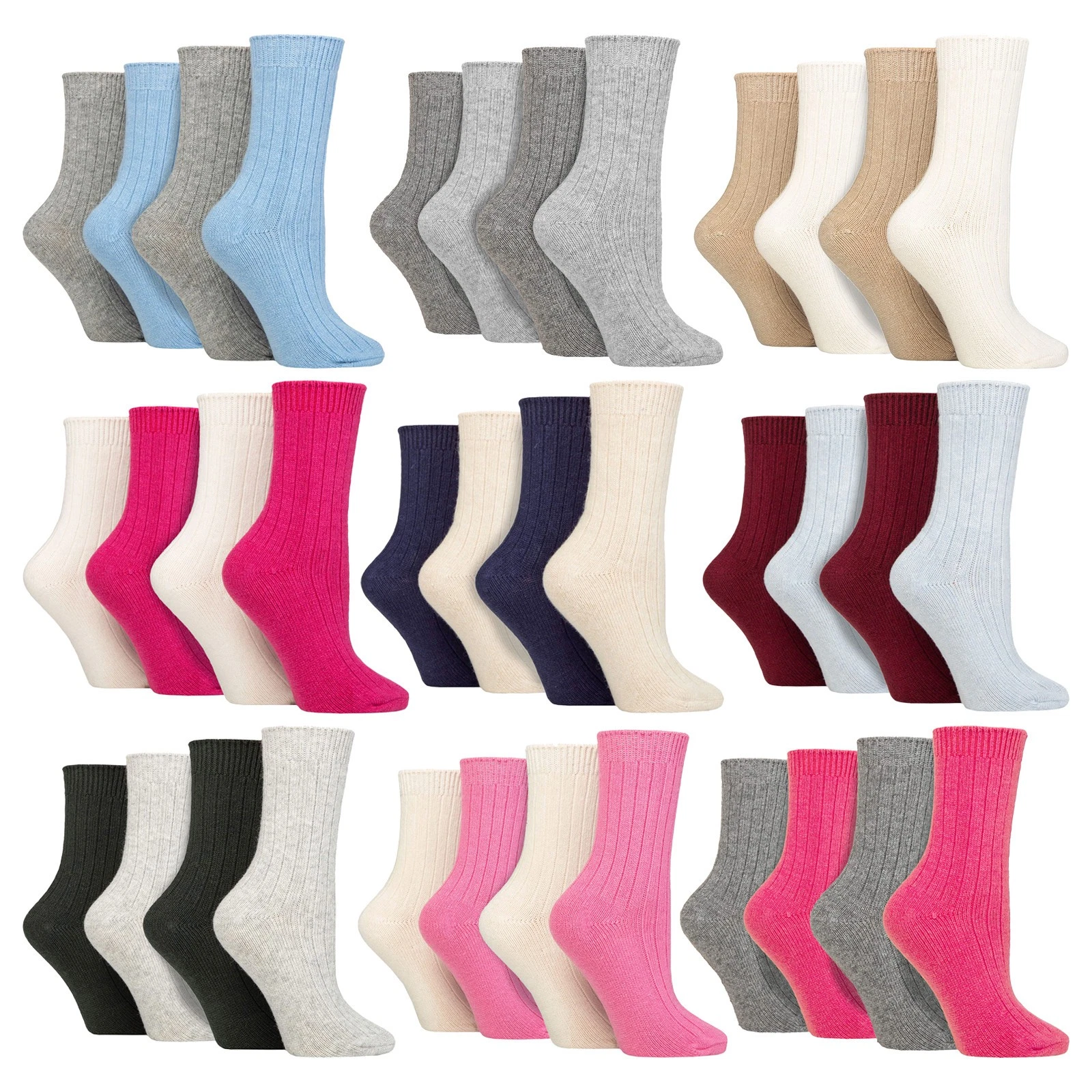 Womens Cashmere Wool Cosy Bed Socks by WILDFEET , 4 Multi Pack Sleep Socks