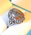 Vintage Sterling Silver Art Deco Moss Agate Dendritic Ring Size 8.75
