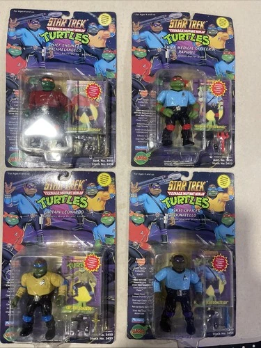 Vintage Star Trek TMNT LOT Leo, Mike, Ralph, Don 1994 NEW SEALED Playmates Set