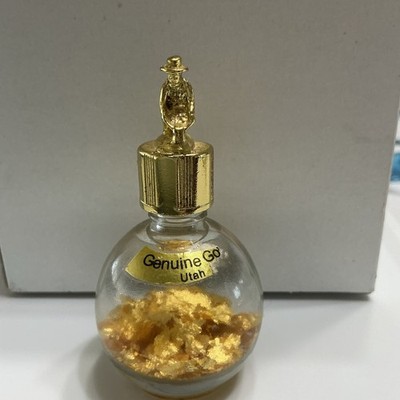 Genuine Utah Gold Miner Gold Foil Flakes In Glass Botttle