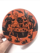 Vintage Halloween Ratchet Noisemaker - J. Chein Tin Litho - Bat, Cat, JOL