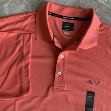 Greg Norman For Tasso Elba Five Iron Polo Deep Sea Coral Shirt Mens Size Large