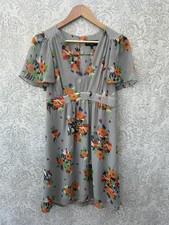 Vintage Ossie Clark Grey & MultiColour Floral Print Princess Line Tea Dress 10