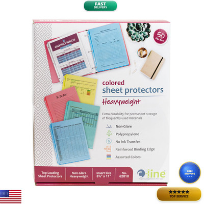 C-Line 62010 Colored Polypropylene Sheet Protector Assorted Colors 2 11 X 8 1/2