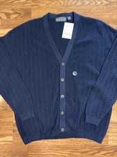 David Taylor Cardigan Sweater Mens XLarge Navy Blue Vintage Grandpa USA Made New