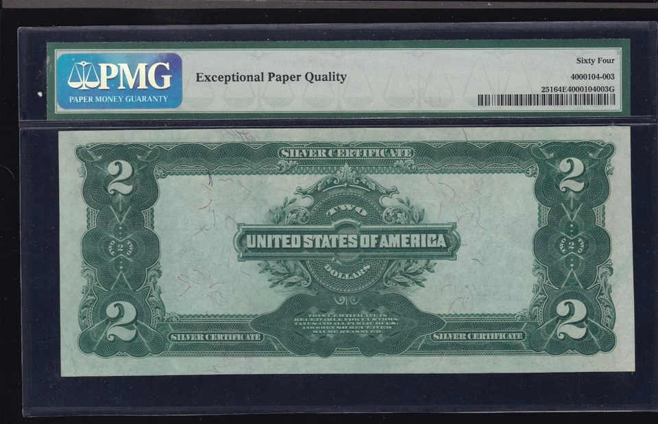 US 1899 $2 M&A Silver Certificate Vernon/Treat FR 251 PMG 64 EPQ V Ch CU (344) - Image 2 of 2
