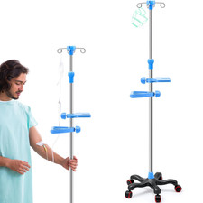 Medical IV Pole with Wheels, Portable IV Stand Pole with Removable Bag Holder, A