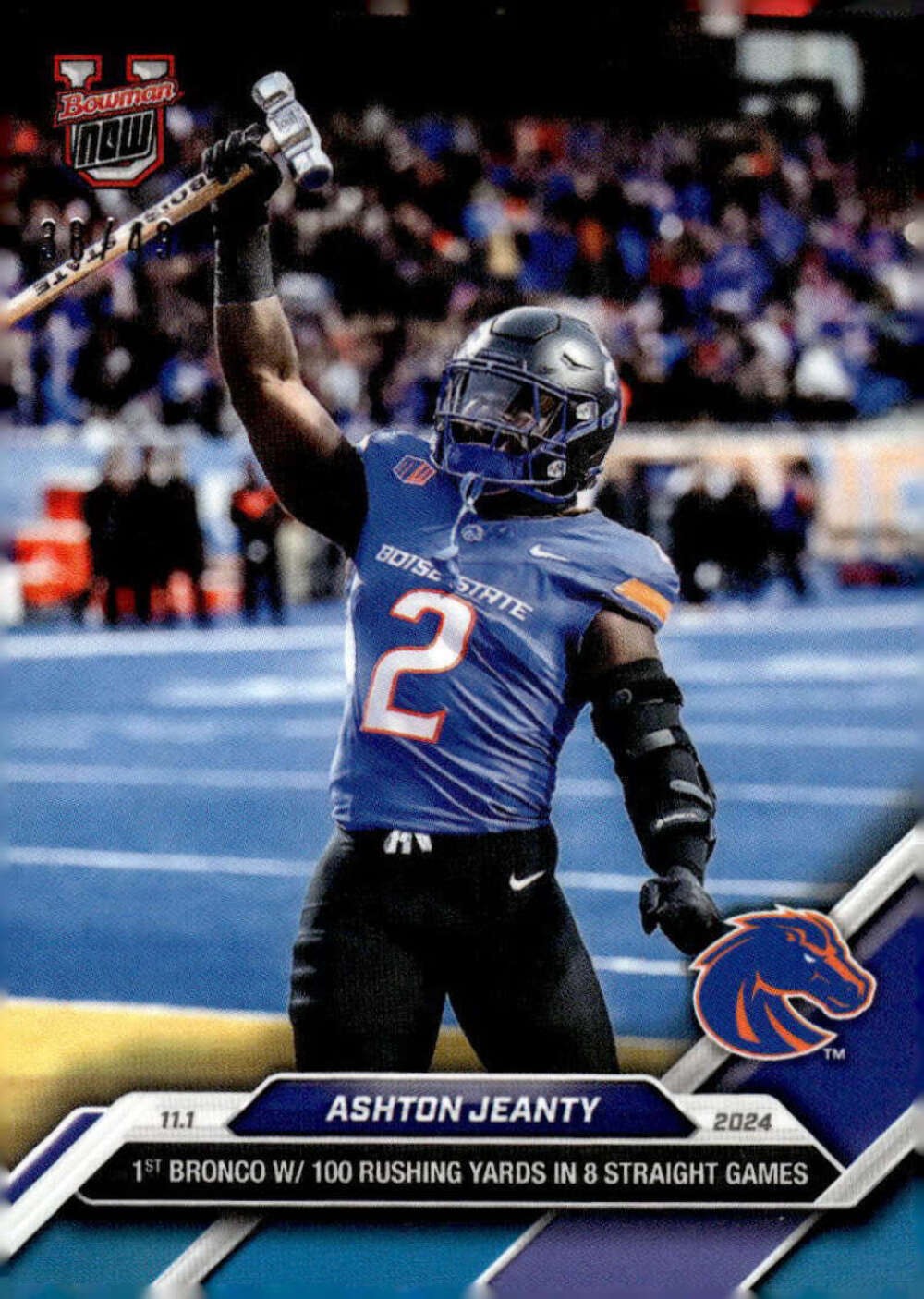 2024 Bowman U Now Ashton Jeanty #34 Blue /49 Boise State Broncos Football Card