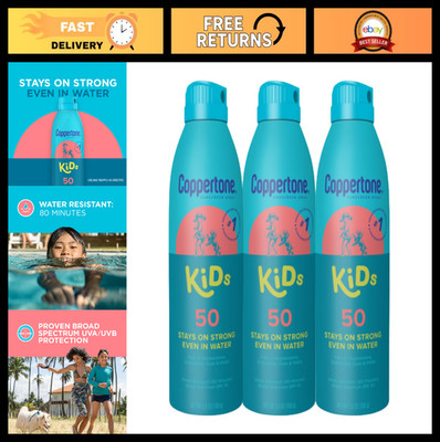 Kids Sunscreen Spray SPF 50 - Water Resistant, UVA/UVB Protection, Multipack 3x5