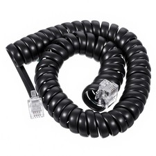 1 PCS 25FT Extra Long RJ9 Phone Handset Cord 3FT Coiled Landline Cable Black