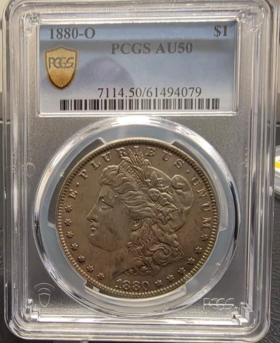 1880-O Morgan Silver Dollar $1 PCGS AU50 Gold Shield Graded 12/2025!!