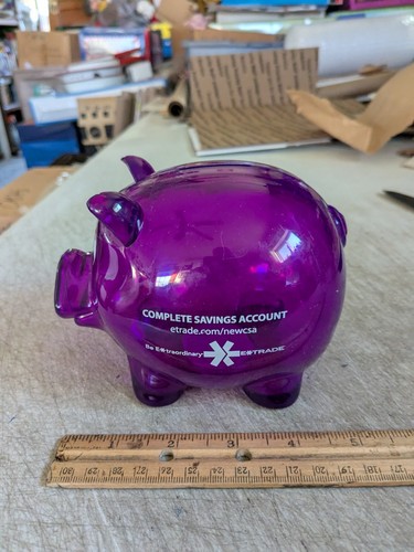 Purple Plastic Piggy Bank