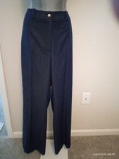 HALSTON Navy Denim appeal Soft Poly/Blend Wide-Leg Dress/Business Pants Sz 12