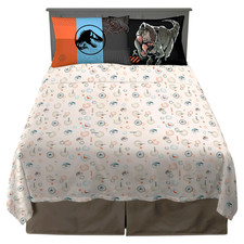 Jurassic World Full Sheet Set - 4 Piece Beige Kids Dinosaur Print Set, Brand New