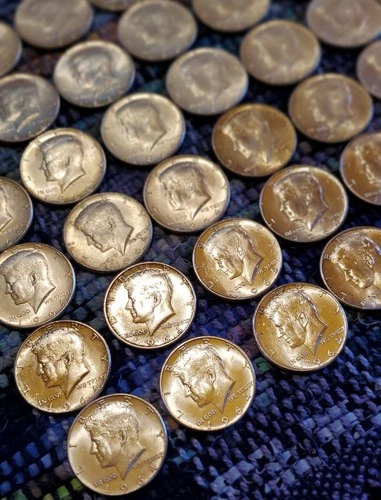 Lot of 40, 1964 90% Silver Kennedy Half-Dollars, two 1964D, Uncirculated? Bright