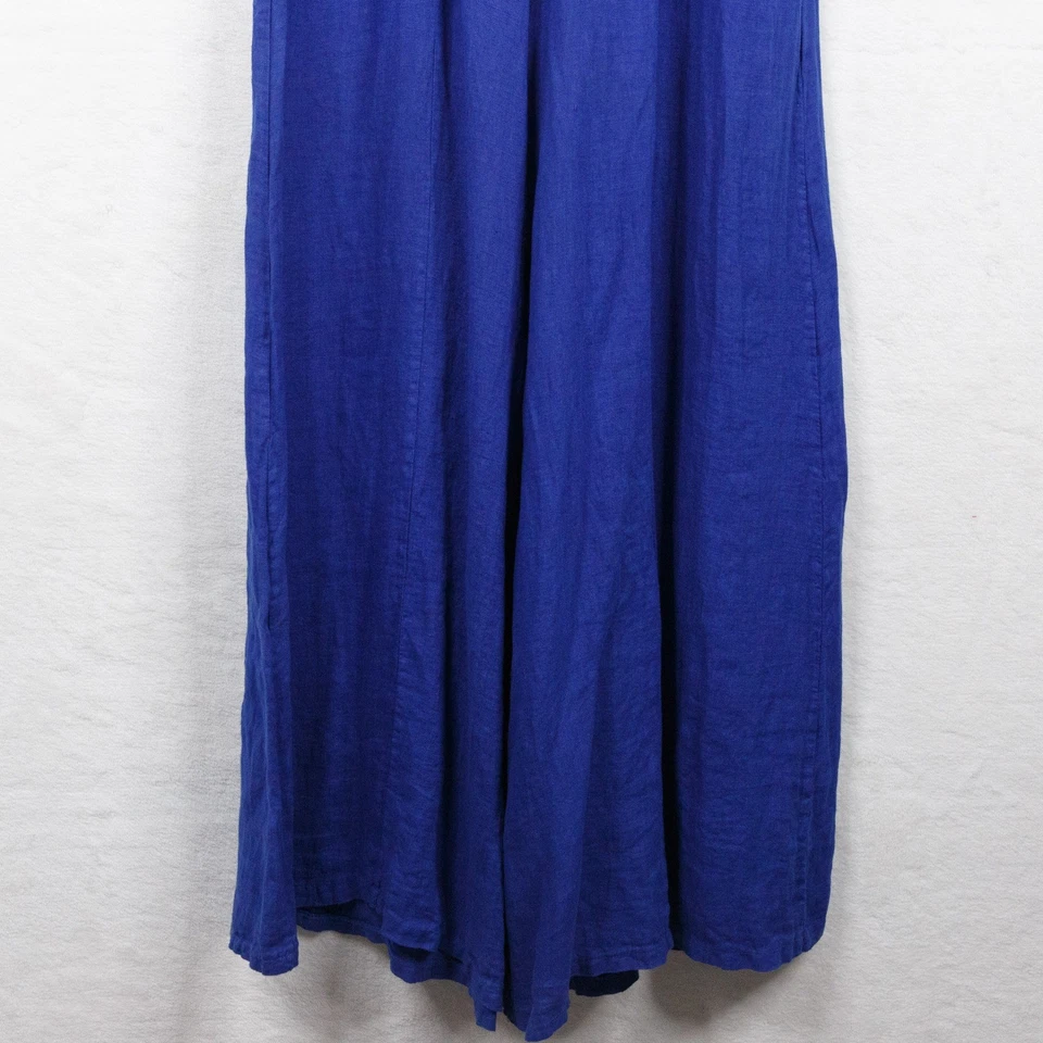 KAKTUS Linen Ultra Wide Leg Palazzo Pants Cobalt Blue Made in Italy Womens Sz S - Image 3 of 4