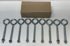 3/8"-16 x 6" Zinc Plated Steel Coarse Thread Eye Bolts with Nuts (10 Pieces)
