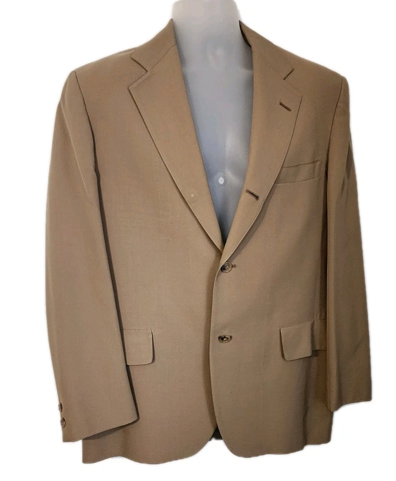 Traje Brooks Brothers Para Hombre 44R Tostado Beige Lana Gabardina 3 Botones De Colección EE. UU. Foto 3 de 4