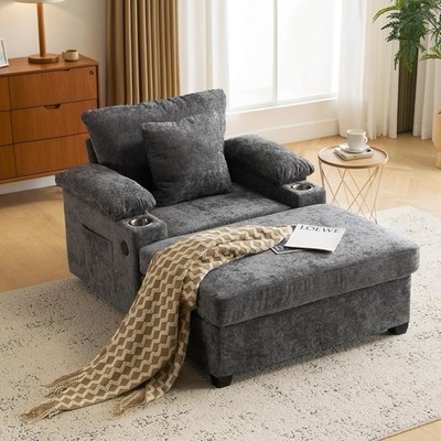 Oversized Chaise Lounge Chair Sofa Comfy Couch with USB, Cup