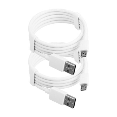2 Pack 2m Long Data Transfer Charger Micro USB Cable Cord for Android Phone Bulk