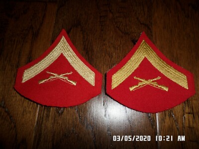 dress blue lance corporal chevrons MARINE CORPS SHOULDER PATCHES BLUES UNIFORM CHEVRON Marine Corps Corporal Dress