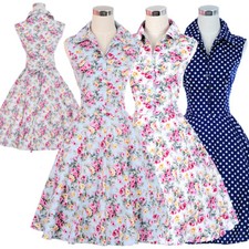 40S 50s 60s Style Vintage Retro Rockabilly Dress Ball Party Dresses Print Floral