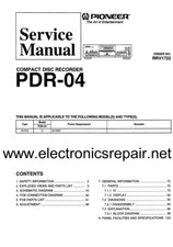 MANUAL Pioneer CD Player User's Manual - PDR-04 Owners Manual FREE SHIPPING
