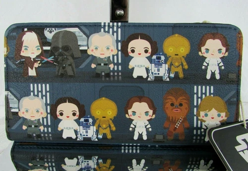 Star Wars Loungefly Wallet Chibi Battle Station Blue characters NWT