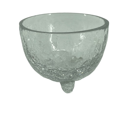 Set 3 Vintage Crystal Clear Crackle Glass 3 Three Footed Small Trinket Bowl Dish - Picture 4 of 7