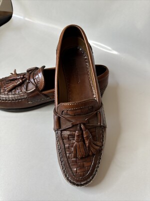 Johnston & Murphy Passport Mens Brown Woven Leather Loafers 8M 20-8322 Brazil Johnston & Murphy Passport Brown Leather Tasseled Woven  main image 4