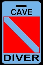 Sky Blue Cave Diver SCUBA Diving Luggage/Gear Bag Tag - New