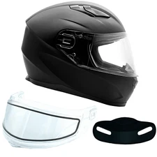 Matte Black Adult Full Face Snow Helmet Dual Lens Anti Fog Shield Retractable Su