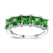 Beautiful 2.65ctw Green Cubic Zirconia 5 Stone Ring Sterling Silver Size 6