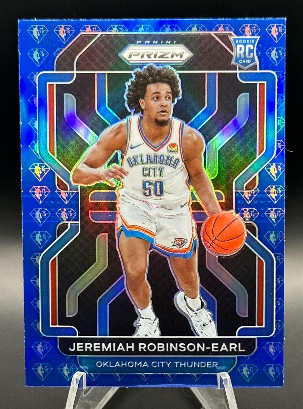 2021-22 Panini Prizm - Jeremiah Robinson-Earl 75th Blue SP RC - Thunder #319