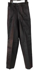 Vintage Black Leather High Waisted Pants w Side Pockets Bikercore Goth 7/8 - 26"