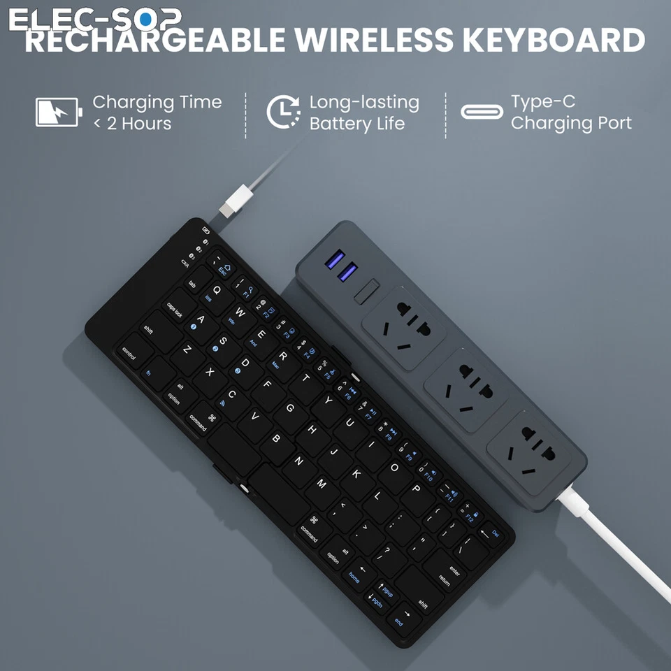 Foldable Bluetooth 5.1 Travel Keyboard Wireless Keyboard For iPad Tablet Phone - Image 3 of 4