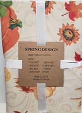 Printed Fabric Tablecloth,70"Round, HARVEST,FALL LEAVES,PUMPKINS SUNFLOWERS,SD