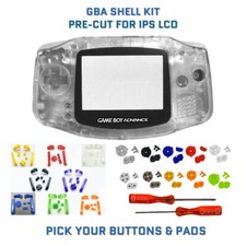 Nintendo Game Boy Advance GBA Shell Kit CLEAR PRE CUT Housing V2 IPS READY