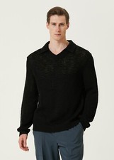  NO CUSTOMS TAX HELMUT LANG Zach black loosely knit v neck cotton sweater Large