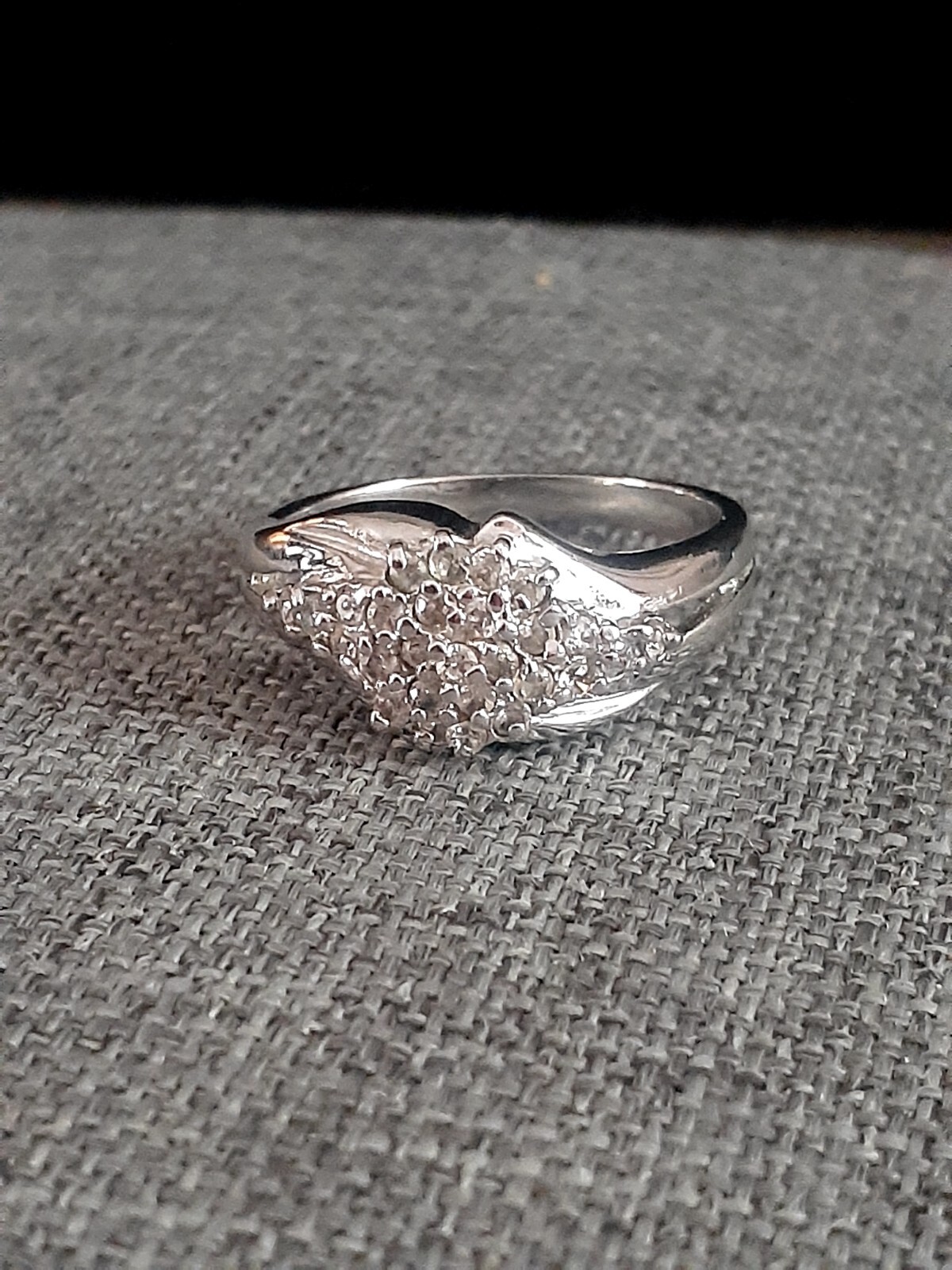 Vintage Rhinestone Silvertone Statement ring - image 1